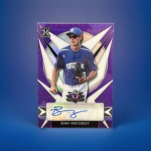 2021 Leaf Valiant - Purple #BA-BM1 Benny Montgomery #’d 32/50 Prospect Auto Card